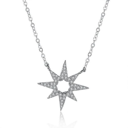 Sterling Silver White Swarovski Star Shaped Necklace