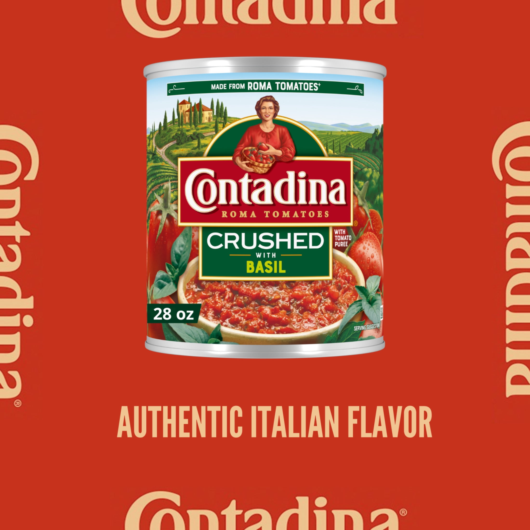 (6 pack) Contadina Crushed Tomatoes with Basil, 28 oz. Can