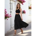 thumbnail image 4 of Women'S Casual Smock Layered Tiered Skirt High Waisted A Line Flowy Long Skirts with Pockets Black L, 4 of 8