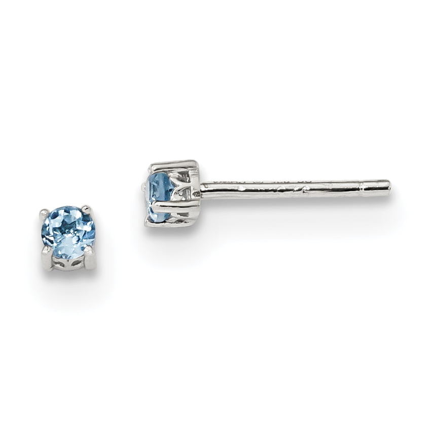3mm Swiss Blue Topaz Solitaire Fancy Party Wear Stud Earrings 14k Black Gold Over .925 Sterling Silver For Womens Girls Round Clear 
