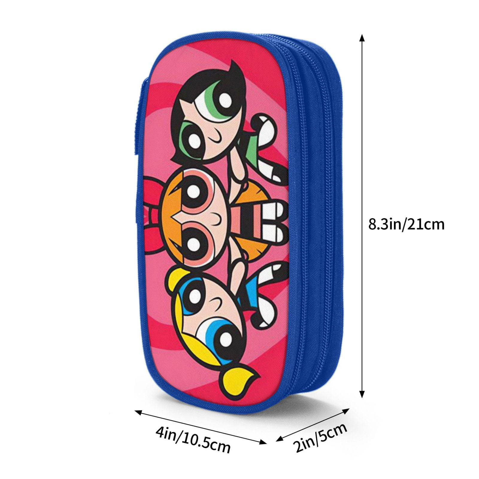 The Powerpuff Gi-rls Pencil Case Large Capacity Pencil Pouch Penbag Office Stationery Organizer Travel Makeup Bag Blue