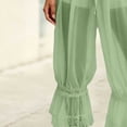 thumbnail image 3 of Pounoo Womens Sheer Capri Pants Drawstring Waist Sheer Mesh Cropped Length Floral Embroidered Hem Trimb Pants Loose Fit Beach Cover Up Sheer Lightweight Pants, 3 of 5
