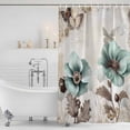 thumbnail image 4 of Teal Brown Spring Floral Waterproof Fabric Shower Curtain,Vintage Flowers Elegant Botanical Waterproof Fabric Shower Curtain for Bathroom Curtains Bathtubs Shower Curtains with 12 Hooks Stall 54x78in, 4 of 8
