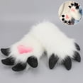 thumbnail image 5 of Byfri White Furry Dragon Paw Full Finger Mittens, Plush Anime Gloves for Themed Events, White 38x20cm, 5 of 7
