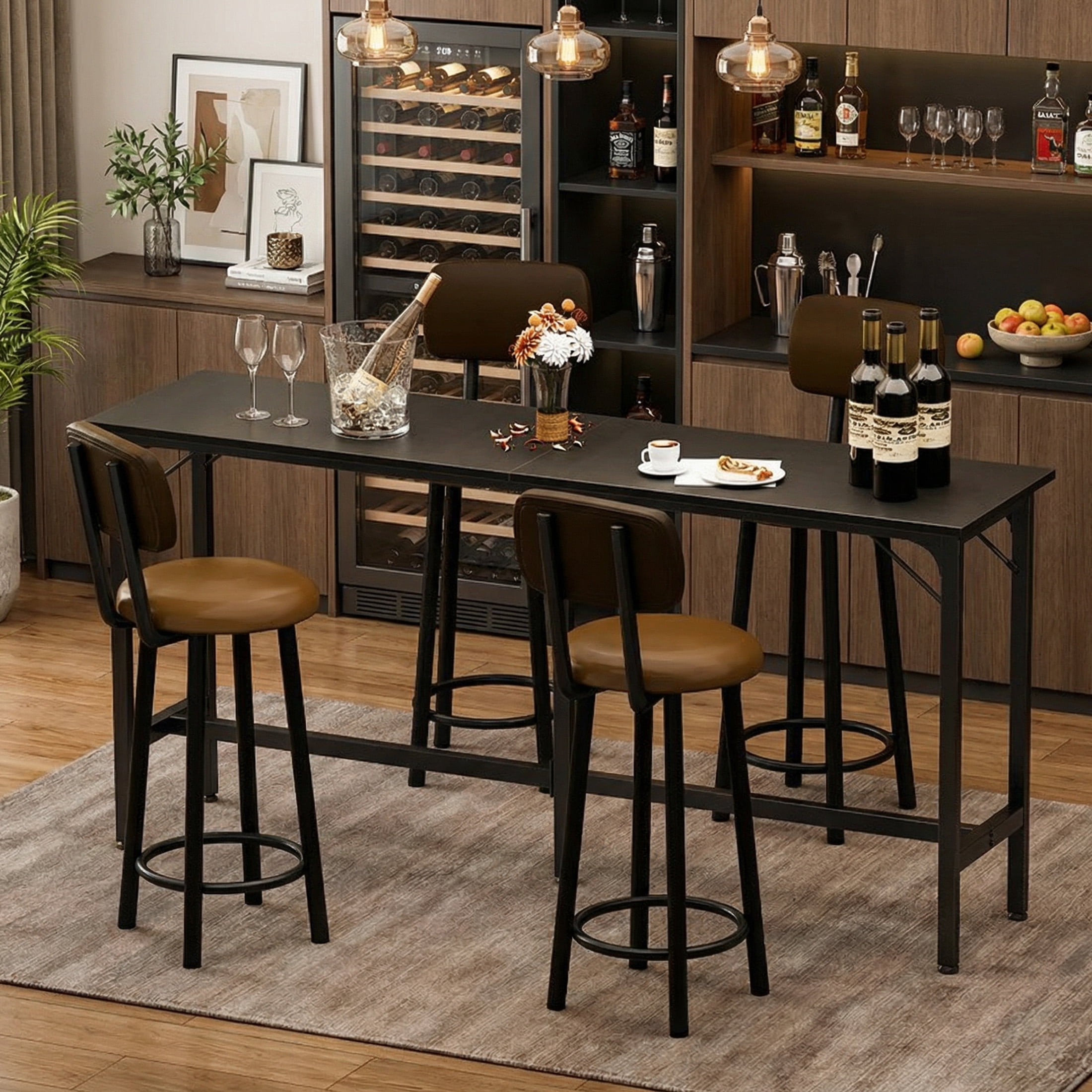 EDX 71 Inch Bar Table, Bar Height Pub Table, Counter Height Bar Table, Rectangular High Top Coffee&Dining Table, for household, Black