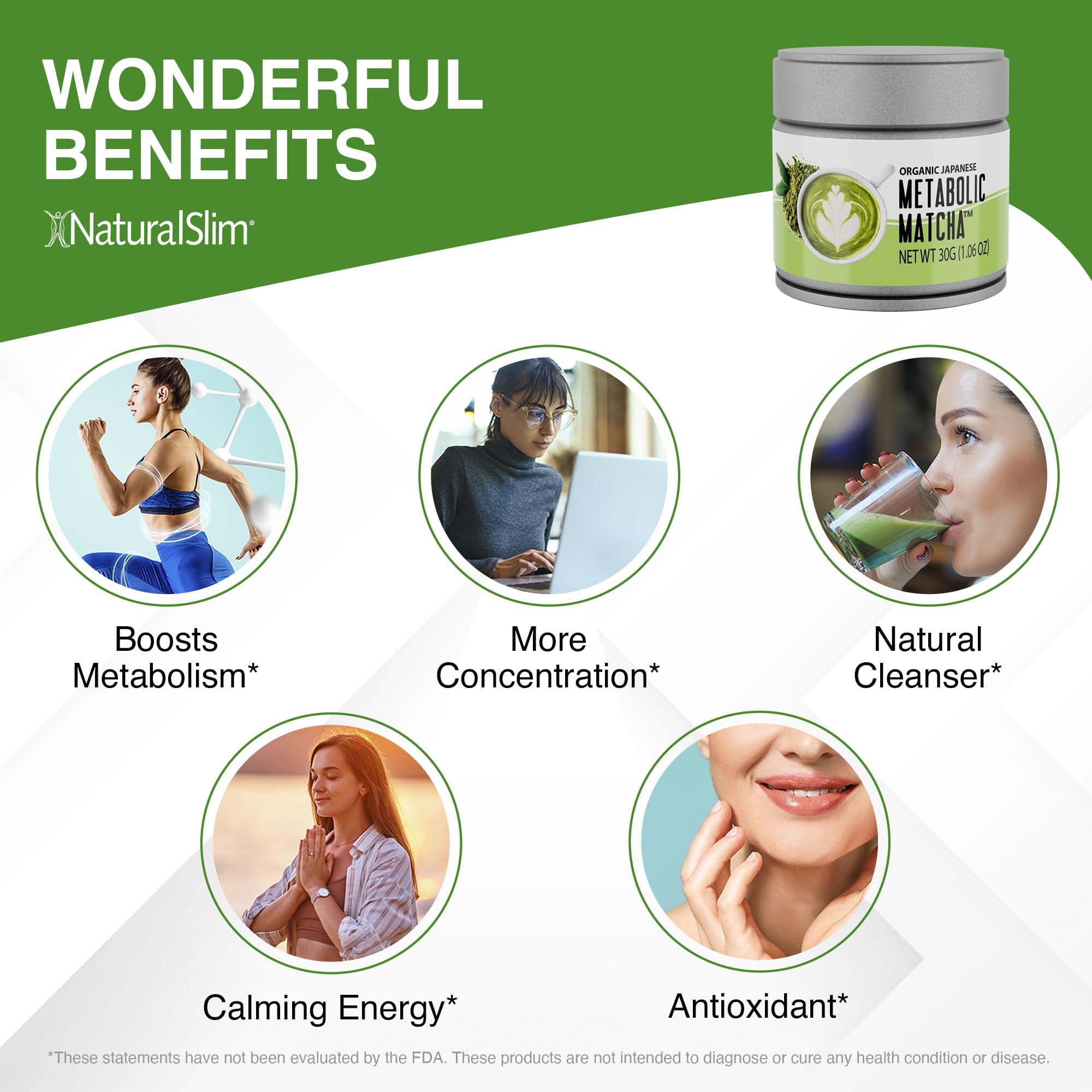 NaturalSlim Metabolic Matcha - Organic Green Tea Matcha Powder, 30 grams