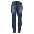 thumbnail image 7 of SELONE Jeans for Women Trendy With Pockets Skinny Fitted Denim Ripped Trendy Long Pant Fashion Button Mid Waist Jeans Trousers Hole Pants for Casual Outings Work Going Out Activities Dark Blue S, 7 of 7