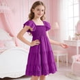 thumbnail image 6 of Gibobby Toddler Girl Dress Toddler Girls Dresses Short Sleeve Butterfly Print Fashion Round Neck Princess Dress for Child Girls(3-4 Years,Dark Purple), 6 of 7