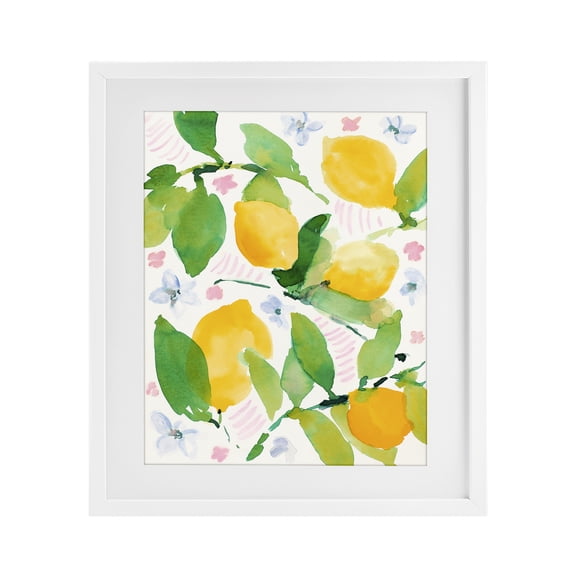 Stupell Industries Farmhouse Garden Lemons with Pastel Florals White Framed Print Under Glass, 13 x 16, by Lanie Loreth