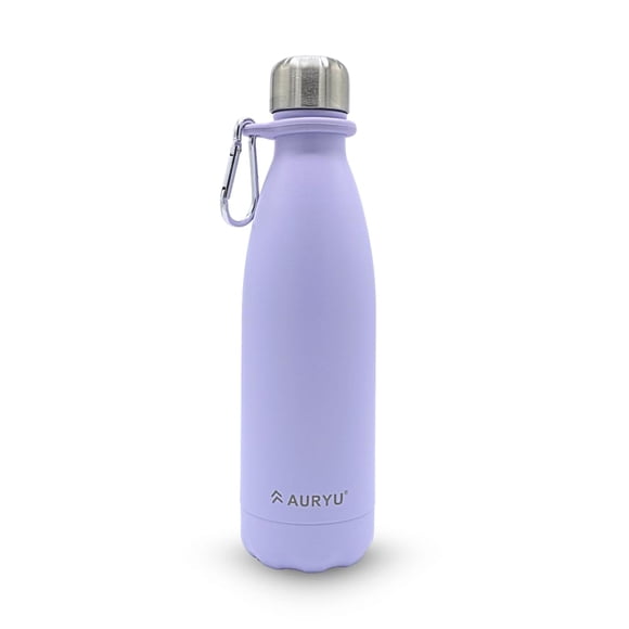 Botella de agua Auryu de 500 ml, aislada, lavanda, a prueba de fugas
