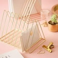 thumbnail image 5 of TACYKIBD 2 Pcs Magazine Holder,Newspapers Holder,Letters Storage,Desktop File Sorter Organizer Triangle Bookshelf Decor Home Office,Gold, 5 of 12