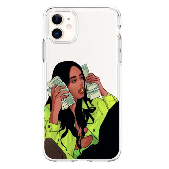 Funda de teléfono con cabeza negra para iPhone, carcasa para hacer dinero en efectivo, compatible con modelos 11, 12, 13, 14 Pro, Mini Max, X, XR, 8, 7 Plus Fivean unisex