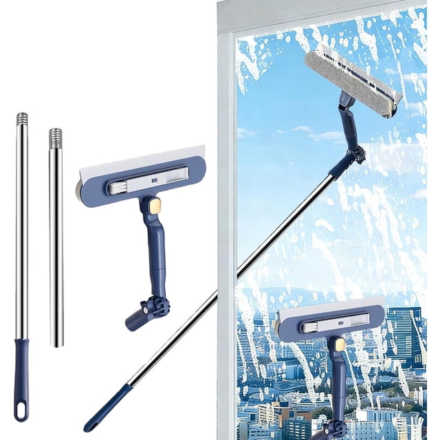 in 1 Window Cleaner - Telescopic Window Cleaner - Window Cleaner - Window Squeegee - Window Cleaning Tool - Rotating Squeegee - Extendable up to 120 cm - Ideal for windows, mirrors, showers - Blue