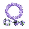 thumbnail image 3 of Guirnalda de flores artificiales para fiestas temáticas hawaianas, conjunto de leis hawaianos Violeta, 3 of 9