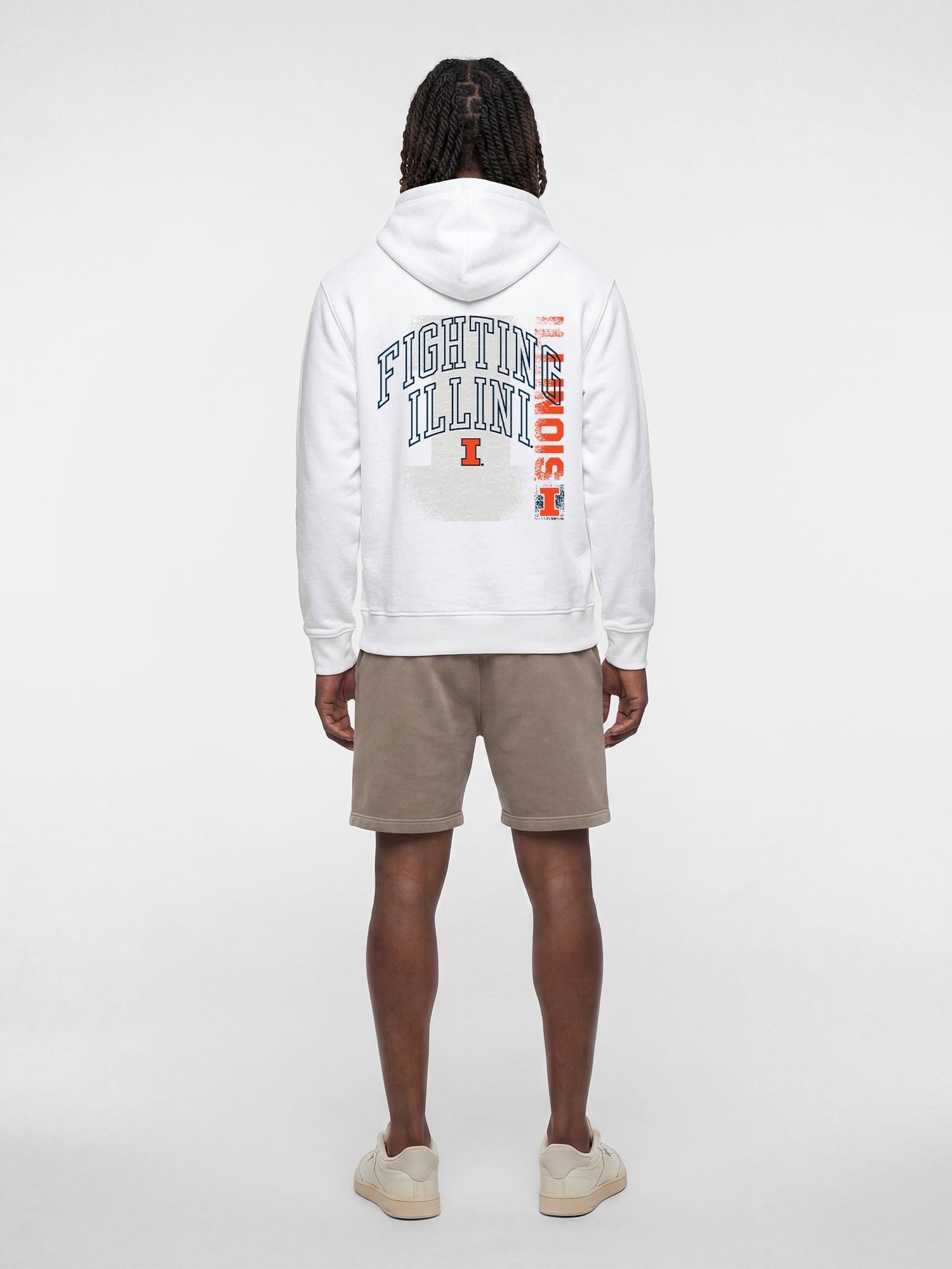 Illinois Fighting Illini Reebok Mens White Hooded Sweatshirt