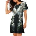 thumbnail image 2 of Fotbe Floral Angelic White Wings Bata de Dormir para Mujer con Estampado, Camisón de Algodón de Manga Corta, Ropa de Dormir Casual, 2 of 6