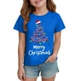 thumbnail image 4 of Staki Toddler Girl Christmas Shirt Kids Ugly Xmas Tshirt Cotton Short Sleeve Tee Top Merry and Bright Shirt(Blue,5-6 Years), 4 of 6