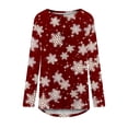 thumbnail image 4 of Camiseta de manga larga con cuello redondo y estampado navideño para mujer Pompotops qwe24297, 4 of 5