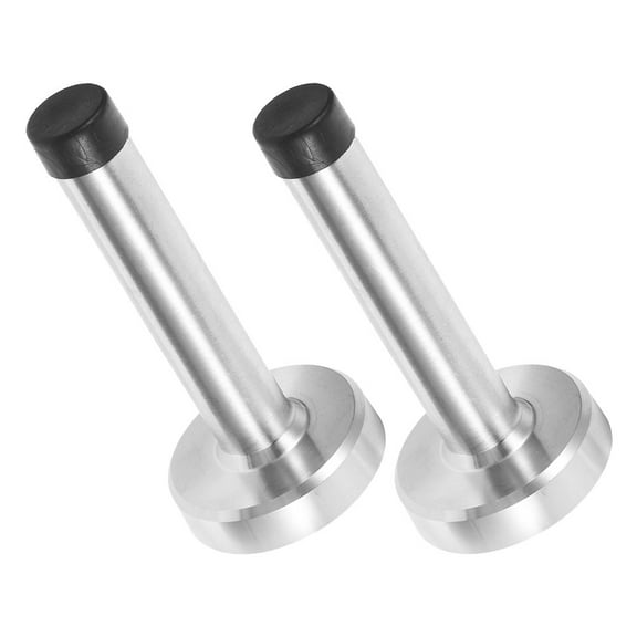 2Pcs Silver Door Stoppers for Walls Extra Long Door Stop with Rubber End for Home Use
