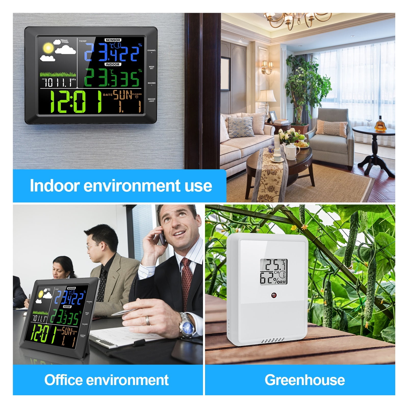 Wireless Weather Station, Indoor/Outdoor Thermometer And Hygrometer, Remote Sensor, Temperature,Humidity Monitoring ,Easy to Operate