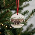 thumbnail image 3 of Triceratops Horned Dinosaur Cartoon Christmas Tree Holiday Round Ceramic Ornament, 3 of 7
