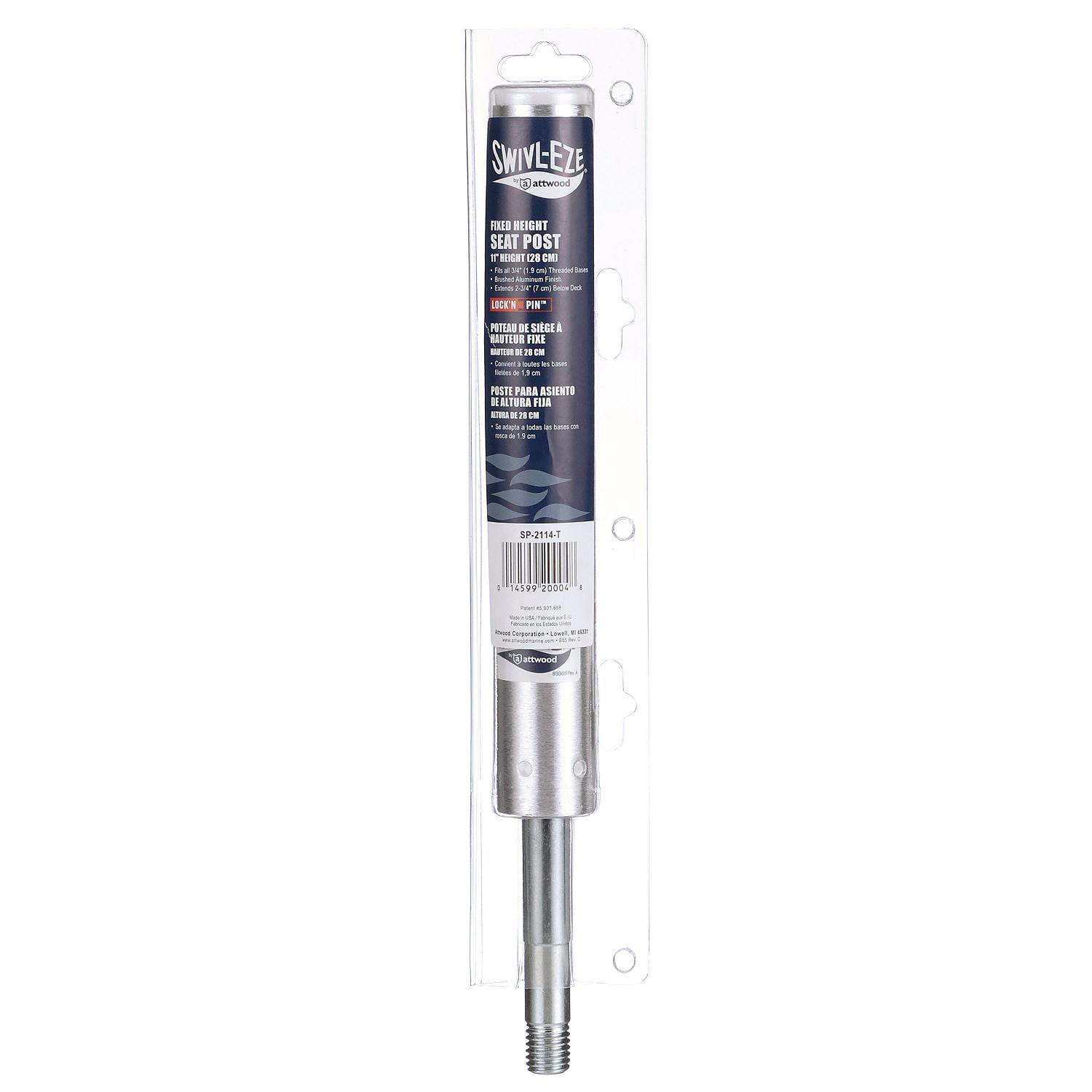 Attwood Lock'N-Pin 3/4 Inch Boat Seat Post for Fishing Pontoon and Cruising Boats