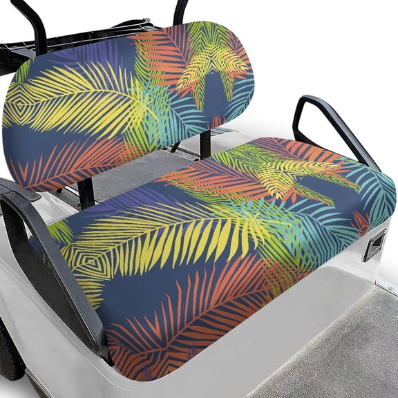 HUIACONG Tropical Palm Print Universal Golf Cart Seat Covers Cooling & Absorbent Towel Blanket and Backrest Cover, Cute Soft Keep Seat Comfortable and Cool Golf Cart Seat Covers 2 Pack for EZGO