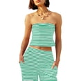 thumbnail image 2 of Conjunto de dos piezas Panadila para mujer, a rayas, verde veraniego (M), 2 of 6