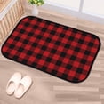 thumbnail image 5 of Floor Door Mats Bath Rugs Red and Black Plaid Bathroom Carpet Non-Slip Absorbent for Entryway Indoor 23.6x15.7in Carpet Runner, 5 of 7