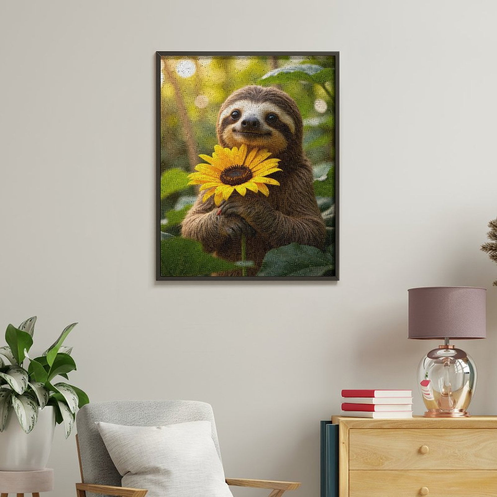Paint by Numbers Kit for Adults, Sloth Sunflower Joyful Moment Paint by Numbers, Easy Paint by Numbers Kit for Adults Beginner, DIY Adult Paint by Number Kits on Canvas, 12x16in Home Decor