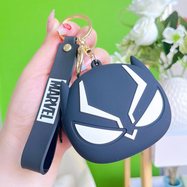 Monedero de silicona de la serie Marvel, Super héroe de Disney, Spiderman, Iron Man, auriculares creativos, bolsa de almacenamiento de llaves, colgante, llavero bonito Gao Jinjia LED