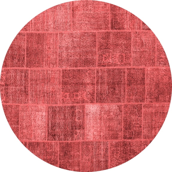 Ahgly Company Indoor Round Patchwork Red Transitional Area Rugs, 8' Round