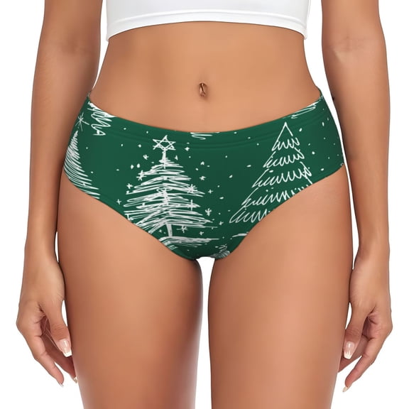 Womens Underwear - Christmas Trees No Show Seamless Underwear for Women, Stretch Women's Panties, Hipster Soft Comfort Ladies Panties Bikini Underwear Briefs