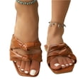thumbnail image 3 of YOUYEDIAN Pantoufles pour Femmes d'Intérieur d'Été Chaussures d'Intérieur Tendance Sandales Confortables Sandales d'Extérieur (Brun), 3 of 5