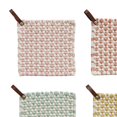 thumbnail image 4 of Creative Co-Op Light Hue Cotton Crocheted Pot Holder with Leather Loop, Multicolor, Set of 4, 4 of 4