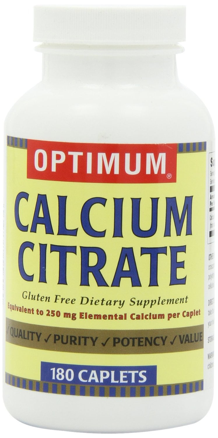 Optimum Calcium Citrate Gluten Free Dietary Supplement - 180 Caplets