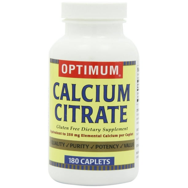 Optimum Calcium Citrate Gluten Free Dietary Supplement 180 Caplets