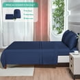 thumbnail image 7 of GTNSHUAI Luxury 100% Bamboo Cooling Bed Sheets Set, 4 Pieces Queen Sheets Hotel Luxury Silky Bed Sheets with 16" Deep Pocket, Navy Blue, 7 of 7