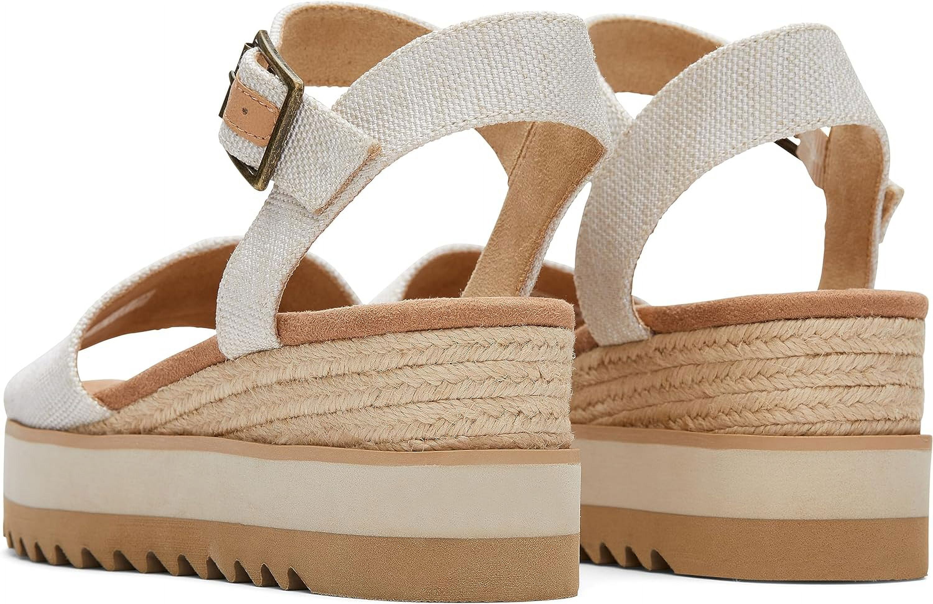 ALM. MARCH WEDGE SANDALS （Beige） The Elastic Dual Band Low Wedge Sandal in Beige Linen