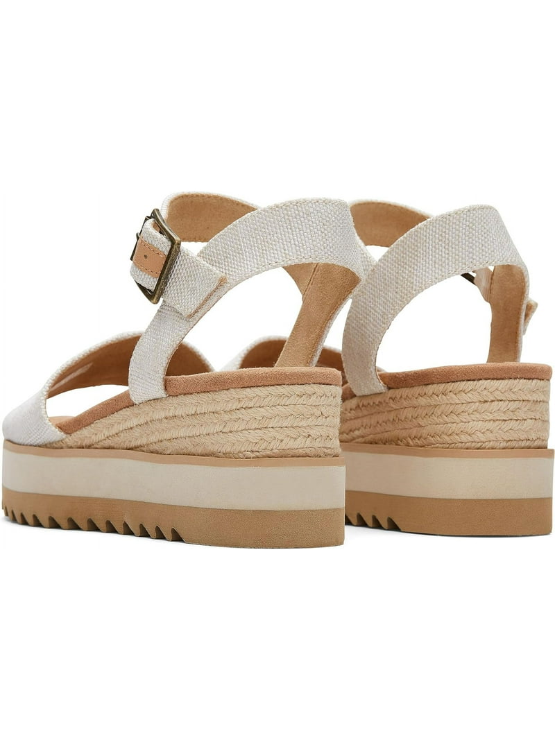 Toms Womens Diana Canvas Platforms Wedge Sandals Beige 6 Medium (B