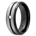 thumbnail image 2 of Men’s Stainless Steel 8mm Diamond Accent Two-Tone Black Wedding Band - Mens Ring, 2 of 2