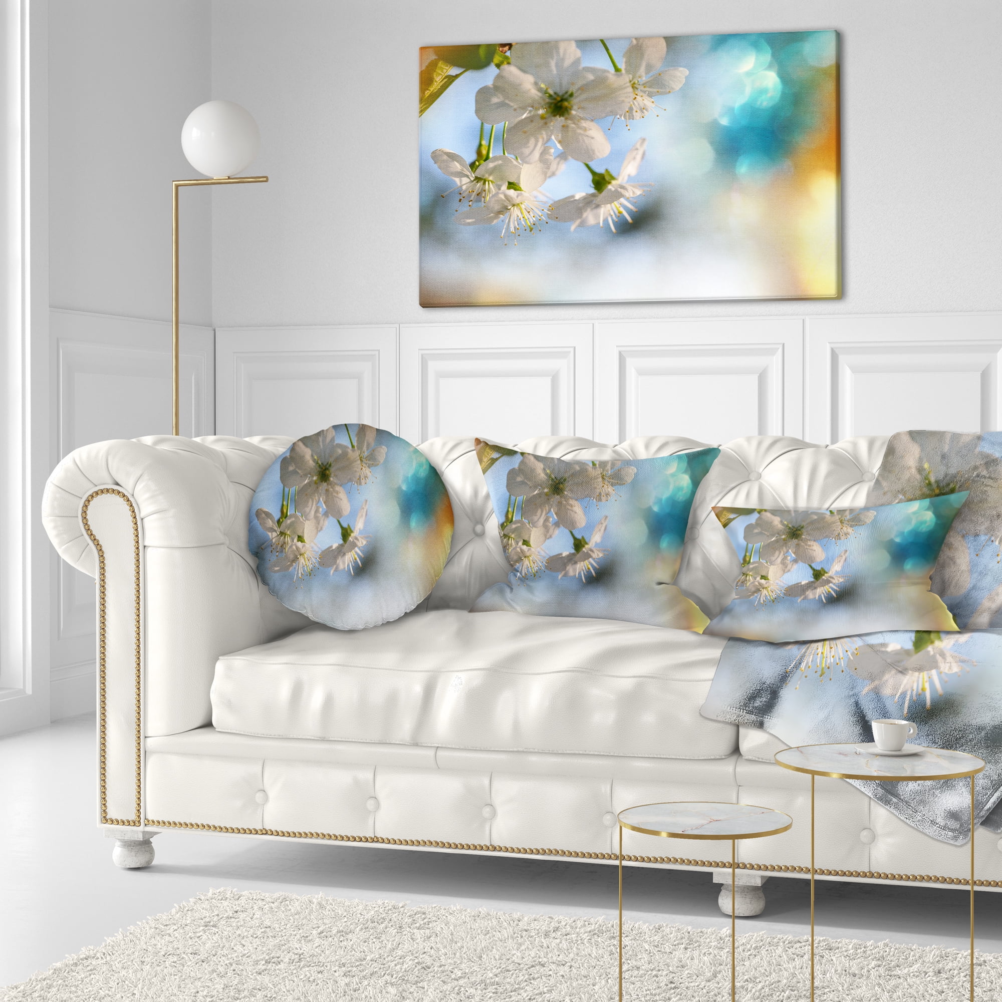 Designart 12" x 20" White Polyester Throw Pillow