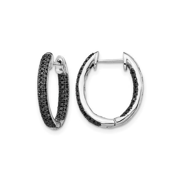 1/2 Carat (Ctw) Black Diamond In-and-Out Hoop Earrings in 10K White Gold