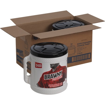 Brawny® Professional D400 Disposable Cleaning Towels With Bucket - 9.90" X 13" - 200 Sheets/roll - Orange - Absorbent, Soft - 2 / Carton