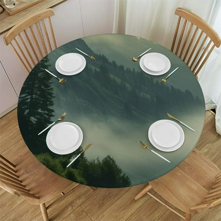 

Patifu River Mountain Boat Round Table Cover Stain Resistant Washable Indoor Outdoor Tablecloth Kitchen Dining Wedding Parties 100% Polyester Tablecloths 46 -50