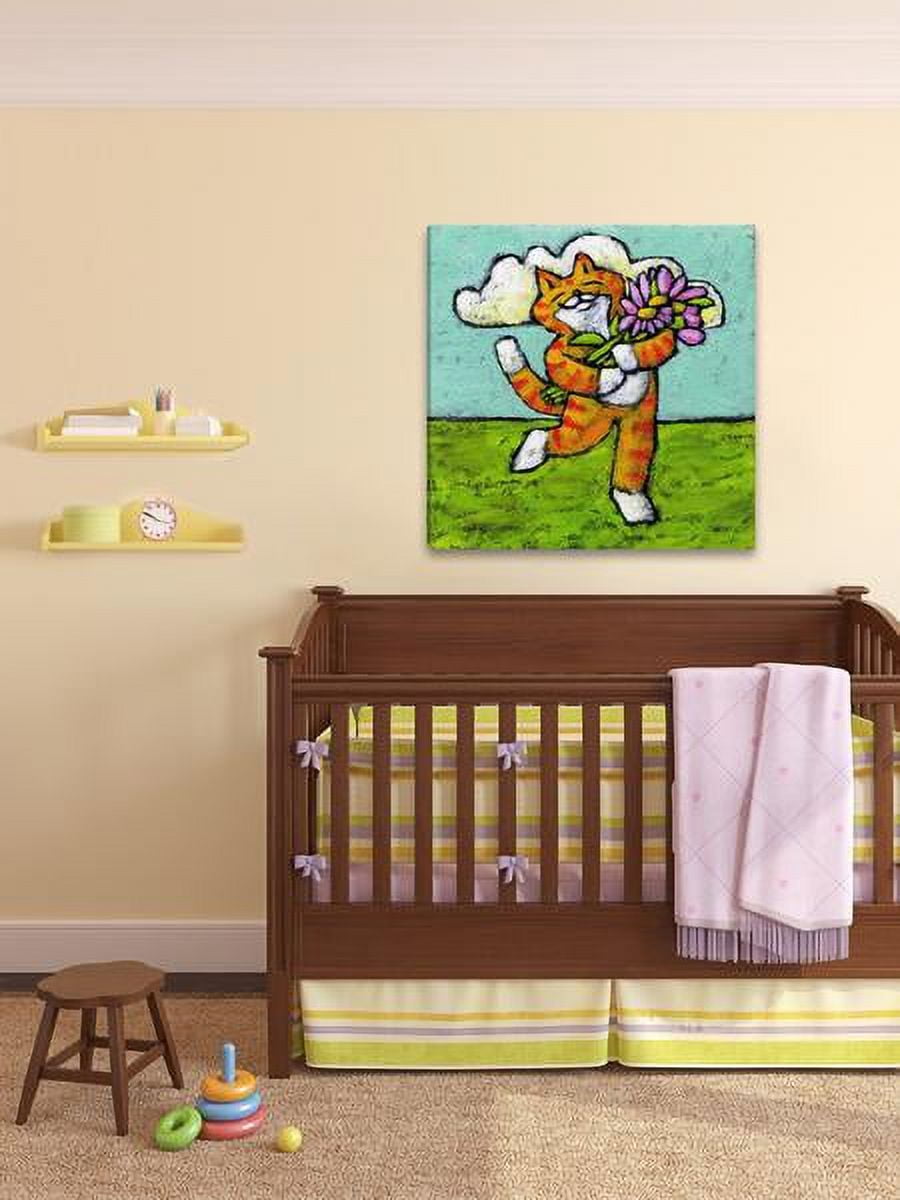 "Tiger Cat Flower Dance" Painting Print on Wrapped Canvas