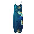 thumbnail image 5 of ICHUANYI Clearance Women's Fashion Sexy Vintage V Neck Sleeveless Printing Party Dresses(Blue, S) Ichaunyi WER2023080907918, 5 of 5