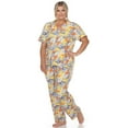 thumbnail image 3 of White Mark Women's Plus Size Short Sleeve Top & Pants Tropical Pajama Set, 3 of 5