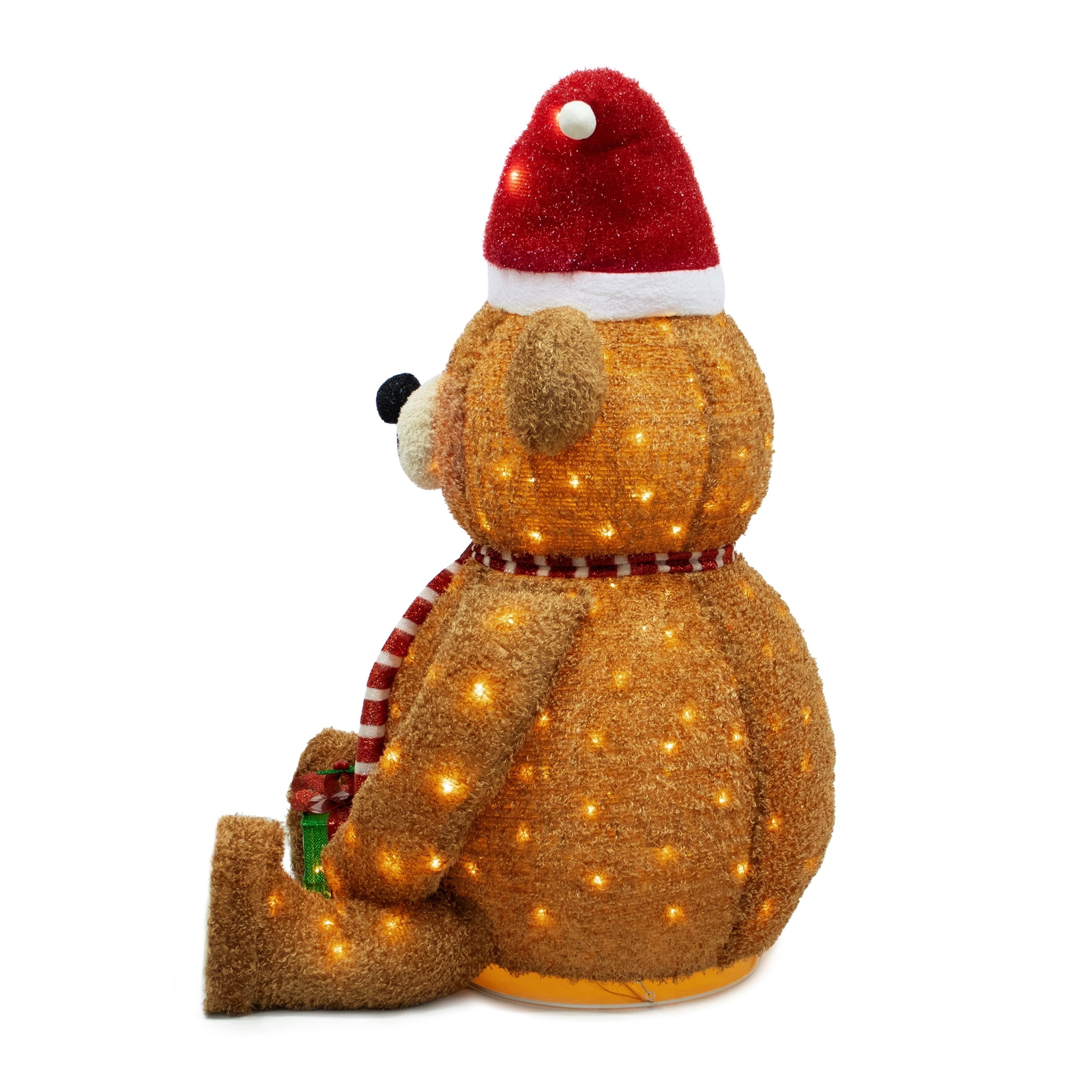 Indoor/Outdoor Light-Up Fluffy Pop-Up Bear Christmas Decoration with 230 LED Lights, Warm White, 55", by Holiday Time