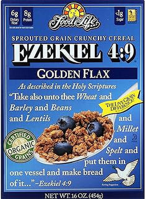 Ezekiel 4:9 Food For Life Organic Sprouted Whole Grain Cereal Variety Pack.  Original, Cinnamon Raisin, Golden Flax And Almond, 16oz (4 Pack)